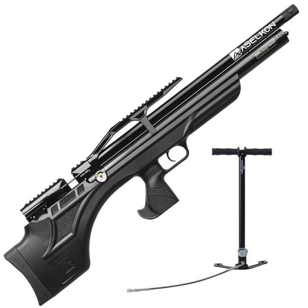 Пневматична PCP гвинтівка Aselkon MX7 Black кал. 4.5 + Насос Borner для PCP в подарунок - зображення 1