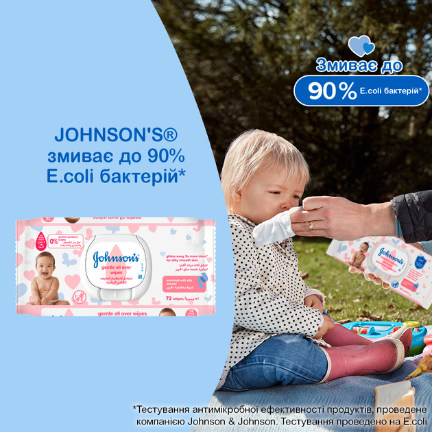 Дитячі вологі серветки Johnson's Baby Ніжна турбота 72 шт. (3574661421810) - Фото 8 Дитячі вологі серветки Johnson's Baby Ніжна турбота 72 шт. (3574661421810) - зображення 8