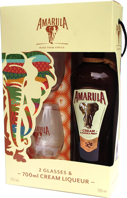 Ликер Amarula Marula Fruit Cream 0.7 л 17% + 2 бокала (4820196540090) - изображение 1
