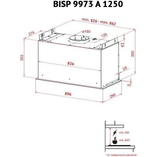 Вытяжка Perfelli bisp 9973 a 1250 iv led strip - Фото 4 Вытяжка Perfelli bisp 9973 a 1250 iv led strip - изображение 4
