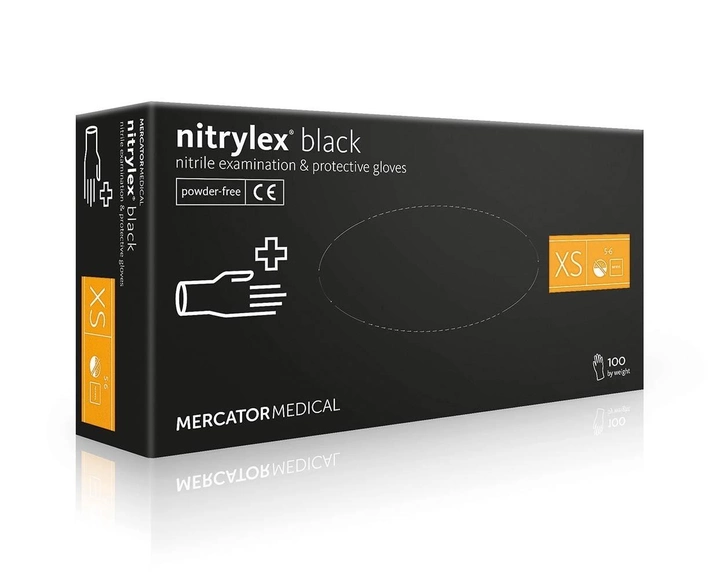 Перчатки нитриловые Nitrylex® Black нестерильные неопудренные черные XS (6736080) - изображение 1