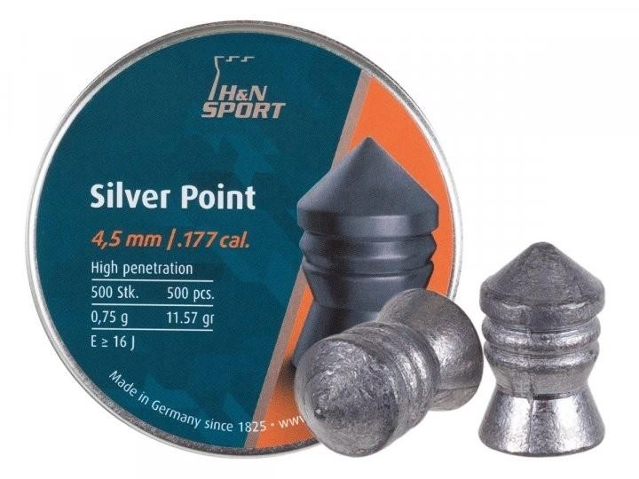Пули пневматические H&N Silver Point Кал. 4.5 мм Вес - 0.75 г 500 шт/уп 14530106 - изображение 1