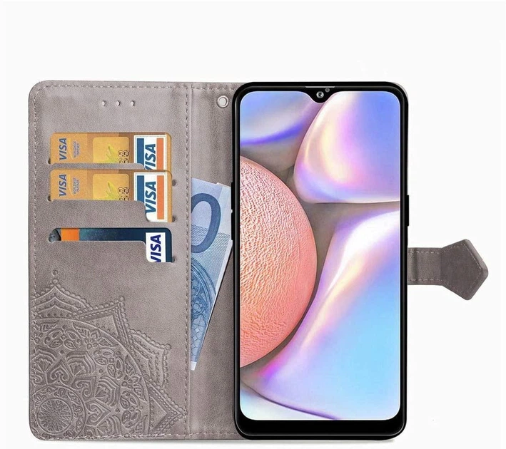 Чехол Vintage для Samsung A10s 2019 / A107F книжка с визитницей кожа PU серый - изображение 4