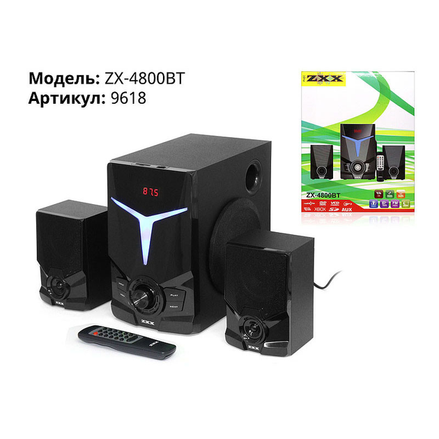 Музыкальный центр 2.1 ZXX ZX-4800 BT, акустическая система с двумя ...