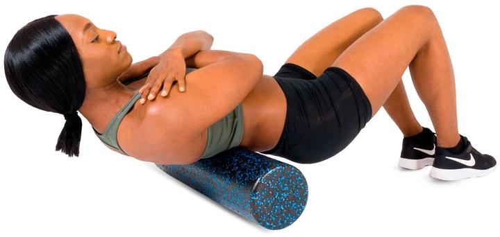 Ролик массажный повышенной плотности ProSource High Density Speckled Foam Roller 61 x 15.2 см Чёрный/синий (ps-2062-sfr-blue-24) - изображение 3