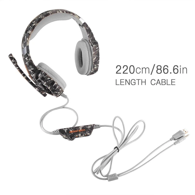 Наушники игровые KOTION LED G9600, серый камуфляж - изображение 4