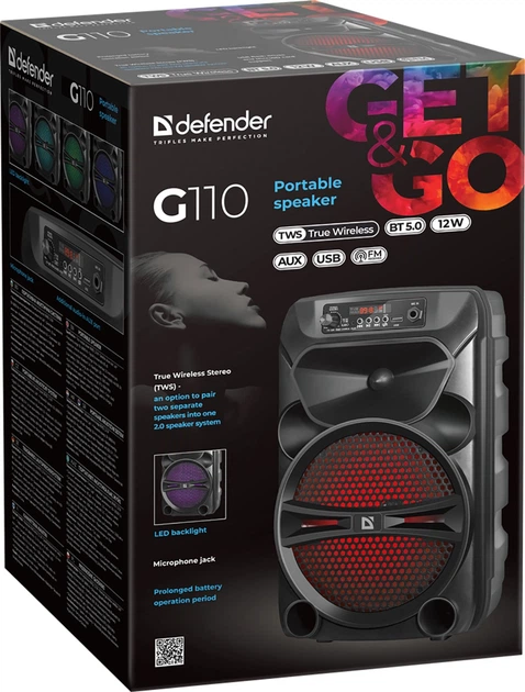 Портативна колонка Defender G110 12W RGB Black (4714033651103) - зображення 3