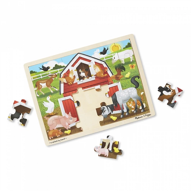 Деревянные пазлы в рамке Ферма 24 элемента Melissa & Doug - Фото 2 Деревянные пазлы в рамке Ферма 24 элемента Melissa & Doug - изображение 2