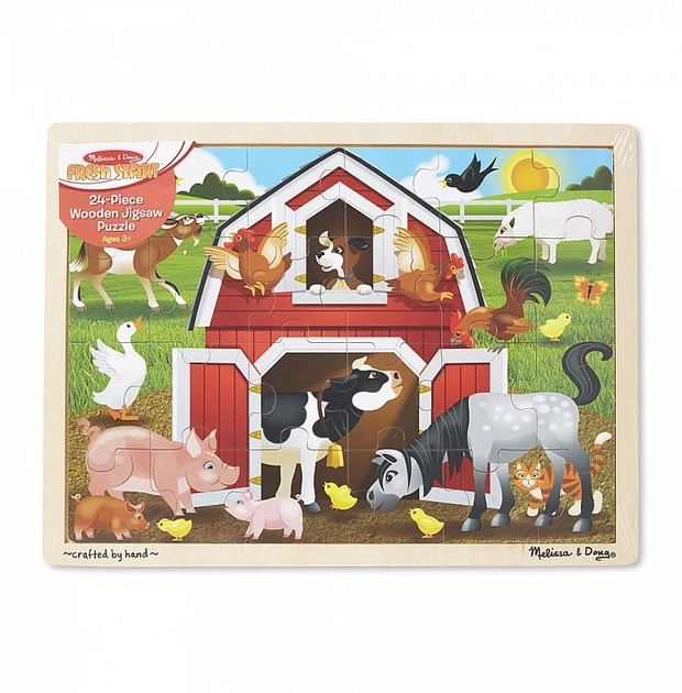 Деревянные пазлы в рамке Ферма 24 элемента Melissa & Doug - Фото 3 Деревянные пазлы в рамке Ферма 24 элемента Melissa & Doug - изображение 3