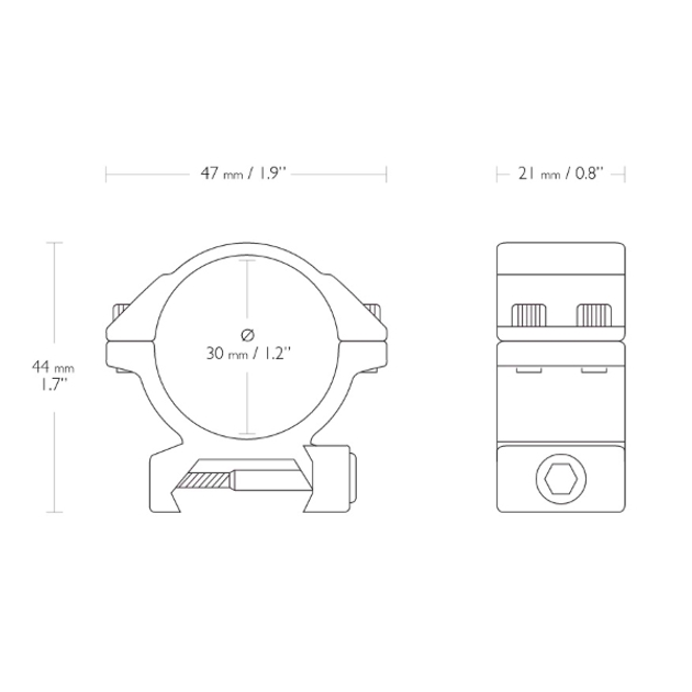 Кольца Hawke Matchmount 30mm/Weaver/Low (22115) (923778) (505449222158) - зображення 2