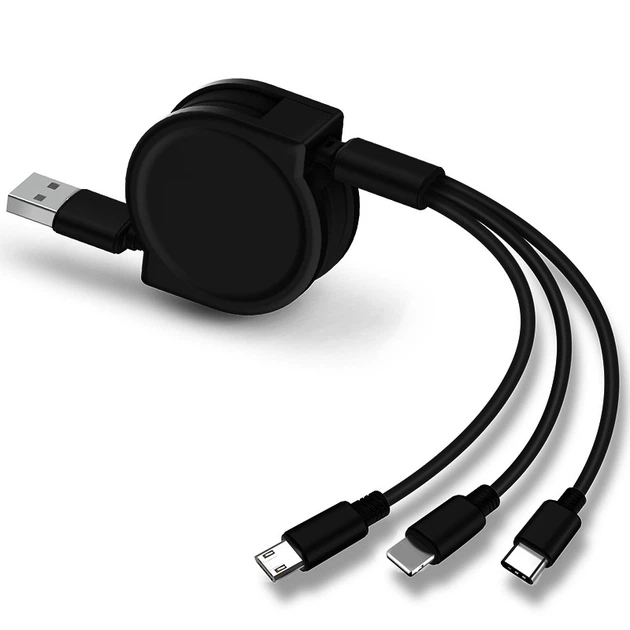 Телескопический USB кабель 3 в 1 Lightning + Micro USB + Type-C 1,2м SC1 - изображение 11