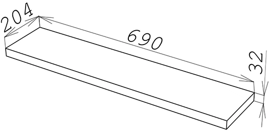 Полка DC Gina 690х204х32 мм Черная ordf (DC123978) - изображение 2
