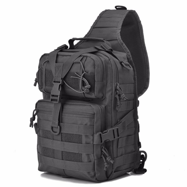 Рюкзак сумка тактична військова Eagle M04B Oxford 600D 20л через плече Black - изображение 1