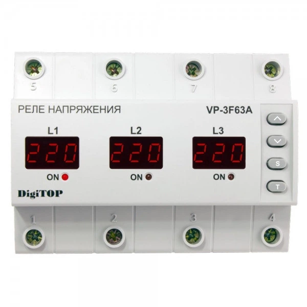 Реле напряжения 3-х фазное DigiTOP VP-3F63A (VP-3F63A) – фото, отзывы ...