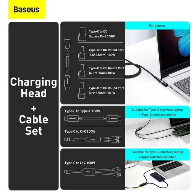 Блок питания Baseus GaN2 100W Quick Charge 5.0 |1xType-C, QC/PD, 5A| + кабель USB-C 100W для MacBook/Huawei/Samsung/Asus/Google/Lenovo black - Фото 9 Блок питания Baseus GaN2 100W Quick Charge 5.0 |1xType-C, QC/PD, 5A| + кабель USB-C 100W для MacBook/Huawei/Samsung/Asus/Google/Lenovo black - изображение 9