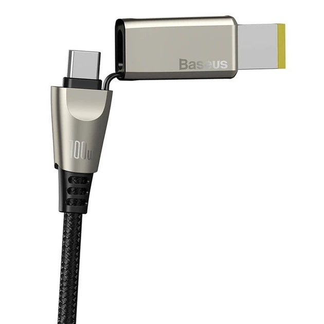 Кабель Baseus Combo Type-C to Type-C+DC Flash Series One-for-two Fast Charging Square Head 2m, 100W, 5A - Фото 6 Кабель Baseus Combo Type-C to Type-C+DC Flash Series One-for-two Fast Charging Square Head 2m, 100W, 5A - изображение 6