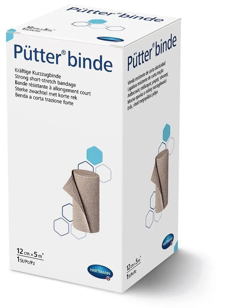 Тугой бинт короткой растяжимости Pütter binde / Пюттер биндэ 12см х 5м 1шт - изображение 1