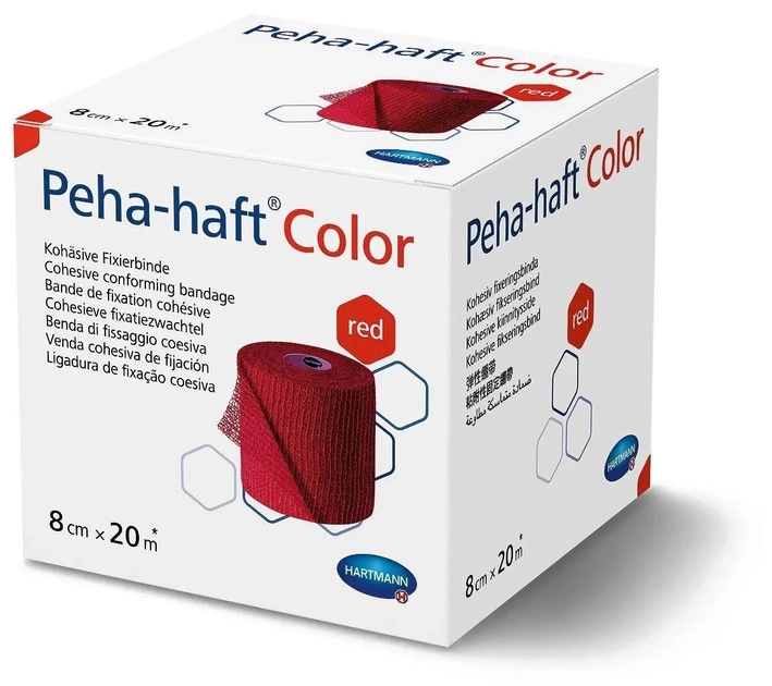 Бинт когезивный фиксирующий Peha-haft Color красный 8 см x 20 м 1шт - изображение 1