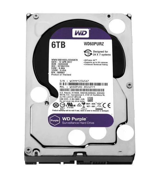 Накопитель HDD SATA 6.0TB WD Purple 5400rpm 64MB (WD60PURZ) - изображение 7