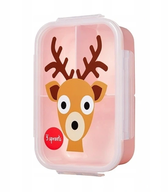 Ланч-бокс 3 Sprouts, детский контейнер для еды на 3 отделения Bento Deer Pink 21.5 х 13.5 х 6.5 см (3SLUNDE) - изображение 2