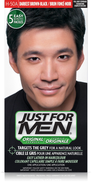 Краска для волос мужчин JUST FOR MEN (н50 A) - Насыщенный Тёмный коричневый / Черный 66 мл. - Фото 1 Краска для волос мужчин JUST FOR MEN (н50 A) - Насыщенный Тёмный коричневый / Черный 66 мл. - изображение 1