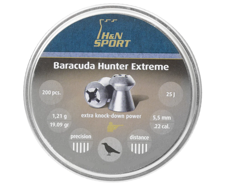 Кулі пневм Haendler Natermann Baracuda Hunter Extreme 200 шт/уп, 1,21 г 5,5 мм - зображення 1