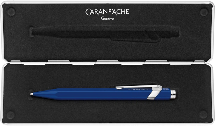 Ручка-роллер Caran d'Ache 849 Синяя в подарочном футляре/Стержень 0.7 мм Чёрный (7630002346337) - изображение 4