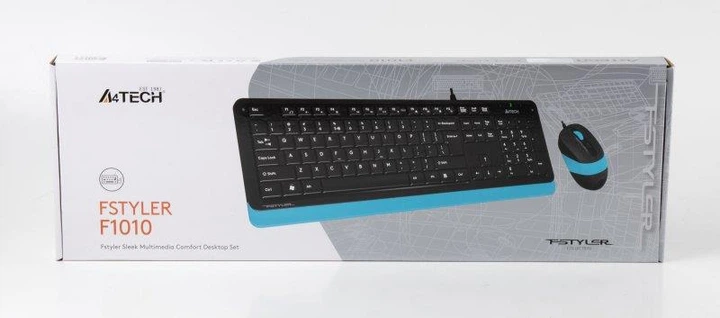 Комплект (клавіатура + миша) A4Tech F1010 Black/Blue USB - Фото 5 Комплект (клавіатура + миша) A4Tech F1010 Black/Blue USB - изображение 5