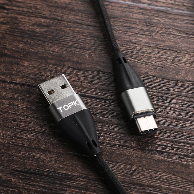 Магнитный кабель зарядки и синхронизации TOPK AM61 18W LED 1m 3A USB Type-C Black - изображение 5