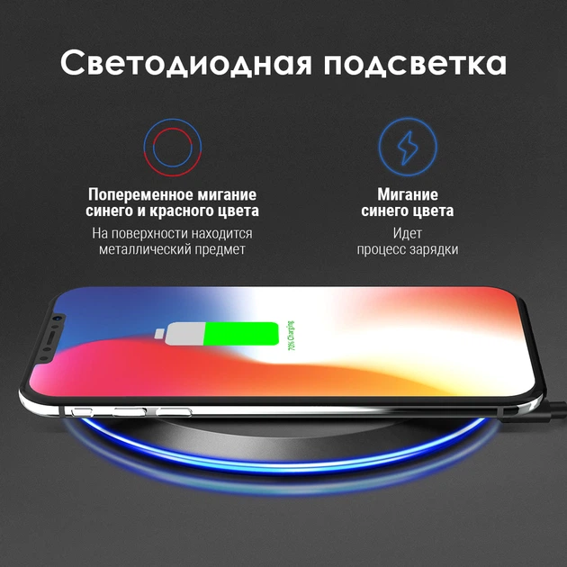 Беспроводное зарядное устройство TOPK B46W LED 10W Black - изображение 5