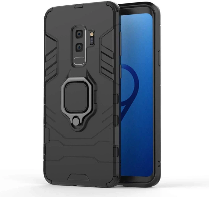 Чехол Iron Ring для Samsung Galaxy S9 Plus / G965 бампер противоударный с подставкой кольцом Black - изображение 2