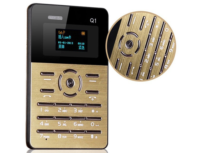 Мобільний маленький телефон Aiek Card Phone Qmart Q1 Gold (MM1049) - зображення 3