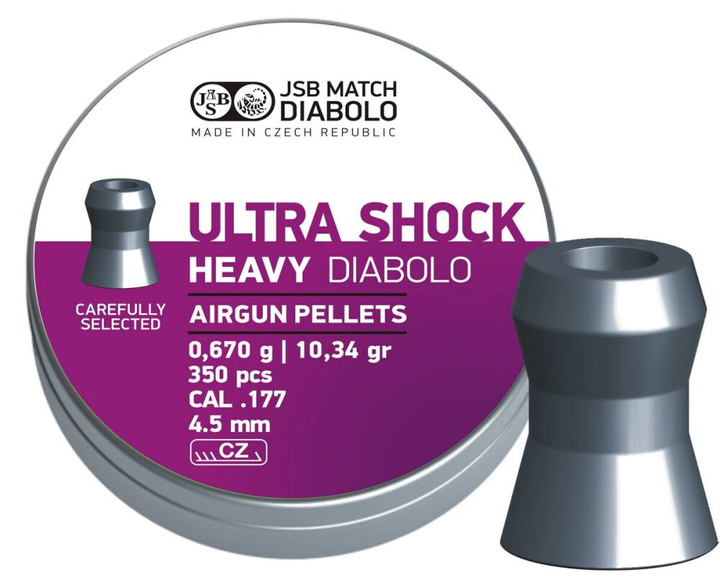 Кулі пневм JSB Heavy Ultra Shock, 4,5 мм, 0,67 г, 350 шт / уп - зображення 1