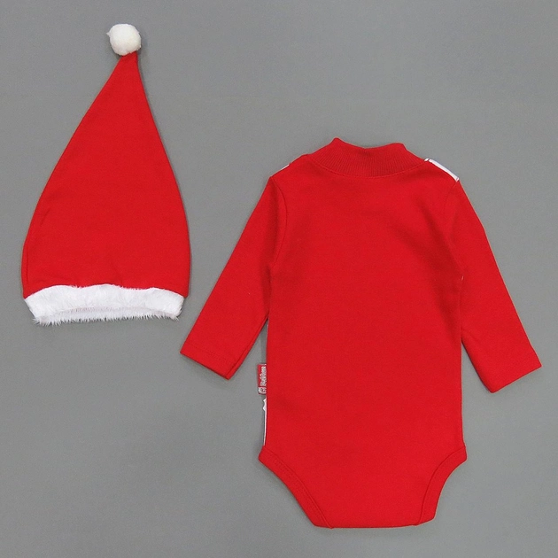 Новогодний боди "Дед Мороз" с шапочкой Pabbuc 62 см Красный 15392 