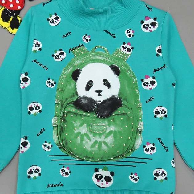 Утепленный свитшот "Панда" Lily kids для девочки 110 см Бирюзовый 15717 - изображение 3