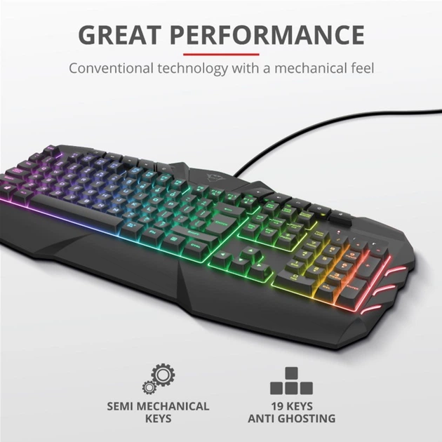 Клавиатура проводная Trust GXT 881 ODYSS Semi-Mech Keyboard USB