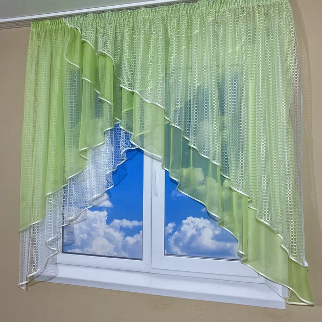 Кухонная занавеска TG Home №420 салатовая 300*160 - изображение 4