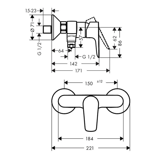 Змішувач для душа Hansgrohe Talis E, хром (71760000) - Фото 2 Змішувач для душа Hansgrohe Talis E, хром (71760000) - изображение 2