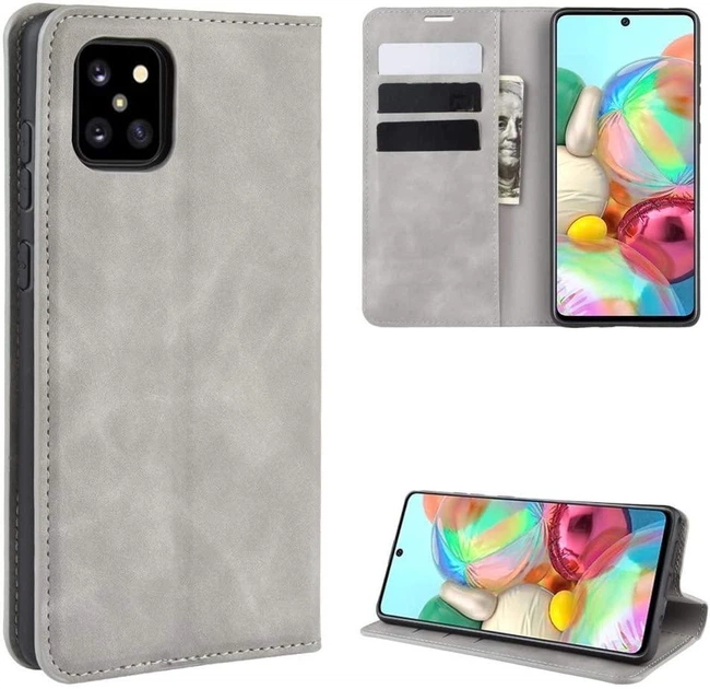 Чохол Taba Retro-Skin для Samsung Galaxy Note 10 Lite / N770 книга шкіра PU з візитницею сірий - зображення 2