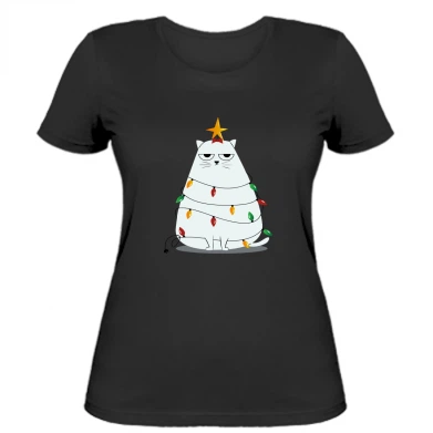 Жіноча футболка Stedman Cat and Christmas Lights XL Чорний - Фото 1 Жіноча футболка Stedman Cat and Christmas Lights XL Чорний - зображення 1
