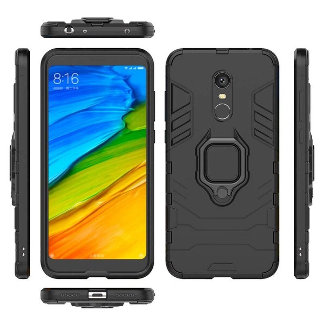 Чехол Fiji Ring для Xiaomi Redmi 5 Plus бронированный бампер с кольцом черный - изображение 3