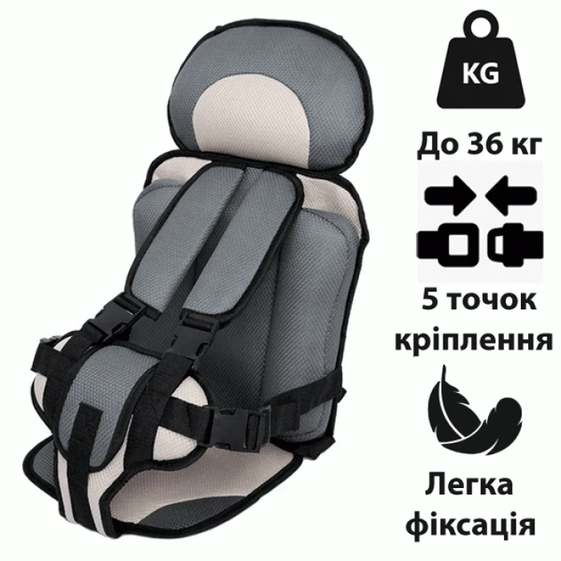 Автокрісло дитяче безкаркасне до 36 кг. Бежевий - Фото 1 Автокрісло дитяче безкаркасне до 36 кг. Бежевий - изображение 1
