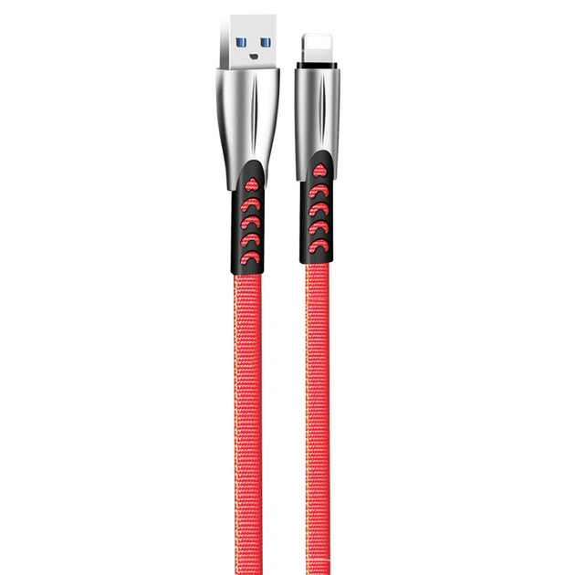 Дата кабель USB 2.0 AM to Lightning 1.0m zinc alloy red ColorWay (CW-CBUL010-RD) - изображение 2