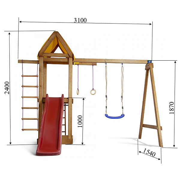 Дитячий ігровий комплекс Baby Sport SB Babyland №18 Натуральне дерево 310х180х240 см (Babyland-18) - зображення 5