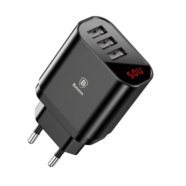 СЗУ Baseus Mirror Lake 3.4A/3USB Black - Фото 1 СЗУ Baseus Mirror Lake 3.4A/3USB Black - изображение 1