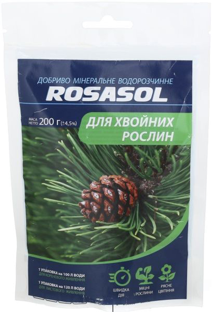 Удобрения минеральные ROSASOL для хвойных растений (весна-лето) 200 грамм (10509106) 