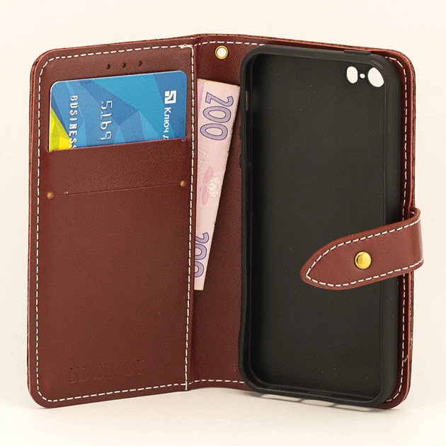 Чехол Croc для Iphone 5 / 5s / SE книжка кожа PU коричневый - изображение 3