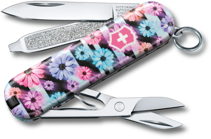 Складной нож Victorinox CLASSIC LE "Dynamic Floral" 58мм/1сл/7функ/цветн/чехол /ножн Vx06223.L2107 - изображение 1