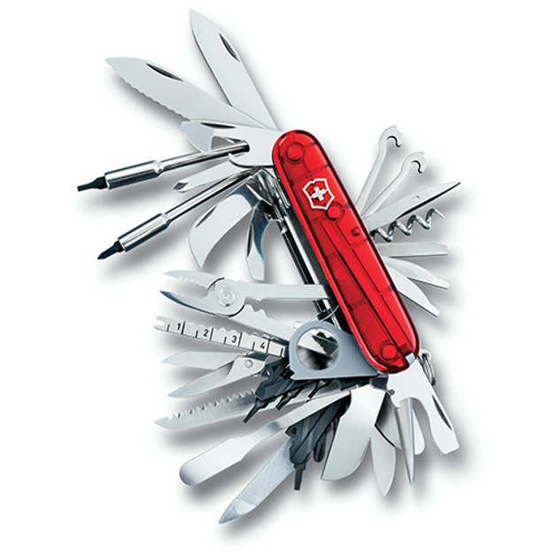 Складной нож Victorinox SWISSCHAMP XLT 91мм/50функ/крас.прозр /штоп/ножн/плоск/пила/напил/рыба Vx16795.XLT - изображение 1