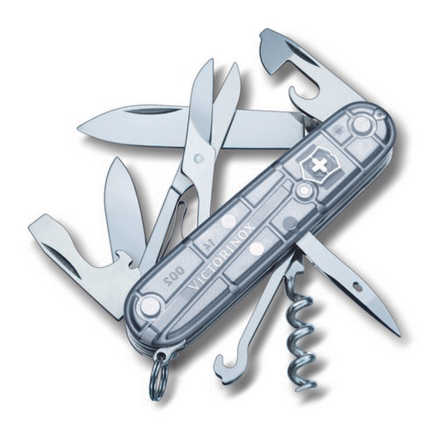 Складной нож Victorinox CLIMBER 91мм/14функ/сереб.прозр /штоп/ножн/крюк Vx13703.T7 - зображення 1